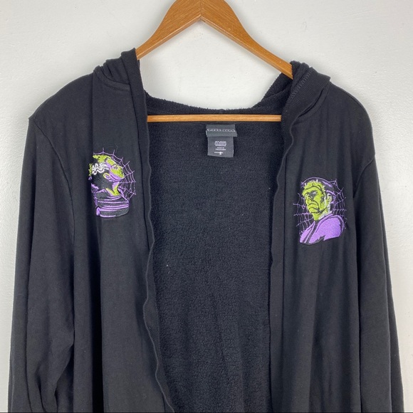 Torrid Universal Monsters Frankenstein Bride Hooded Black Embroidered Cardigan 2 - Picture 6 of 14